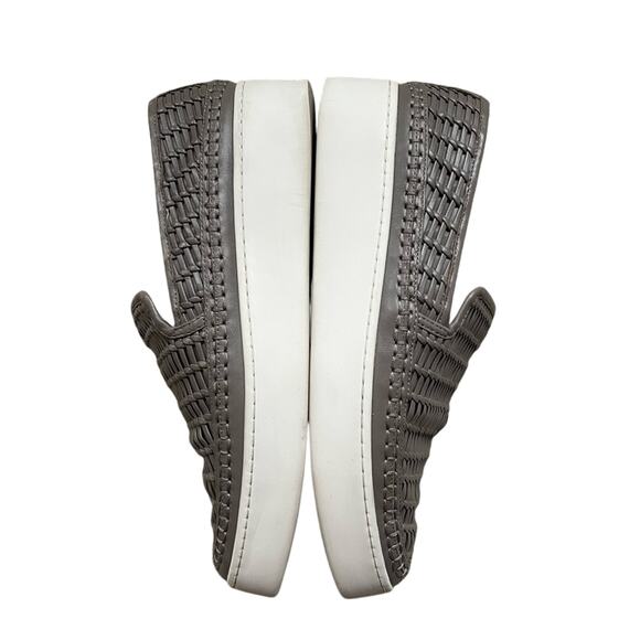 Vince Stafford Platform Sneakers Loafers Leather Slip On Woven Women’s 8.5 Gray - Picture 4 of 17